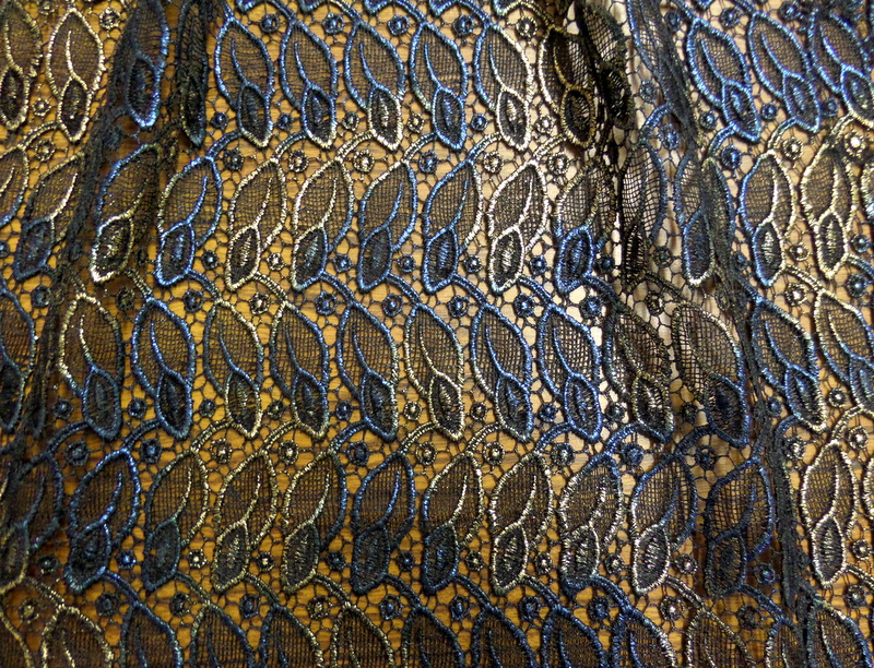 9.Gold-Teal Novelty Fabric #4